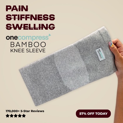 Knee sleeve ad with a before and after headline