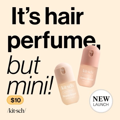 Hair perfume product ad with a ten dollar price
