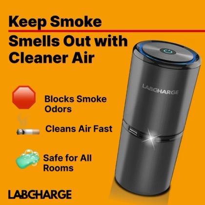 Air purifier ad listing three benefits